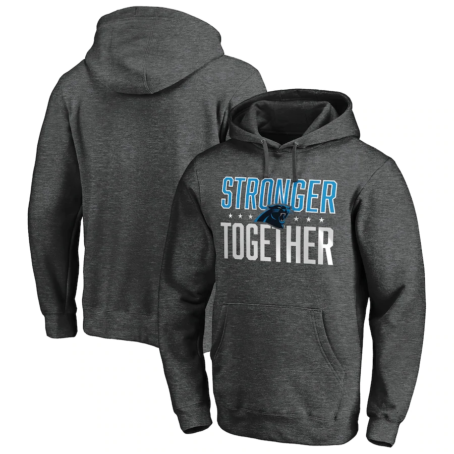 Men's Carolina Panthers Heather Charcoal Stronger Together Pullover Hoodie